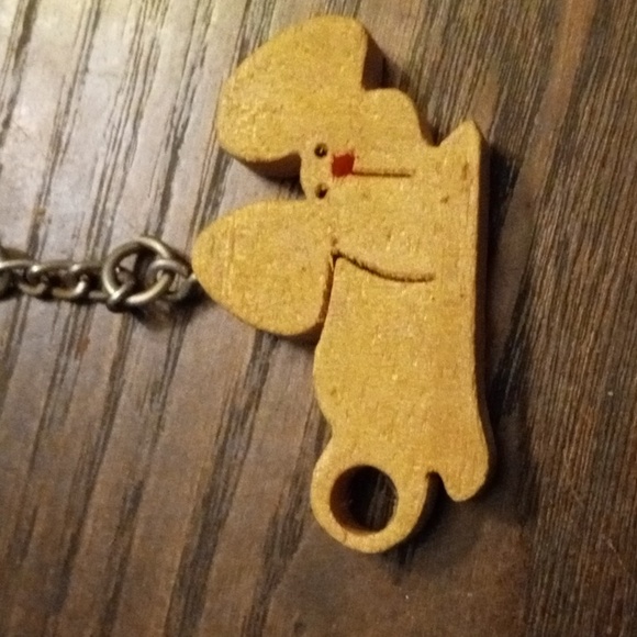 Vintage Double sided wooden mouse keychain - Picture 3 of 4